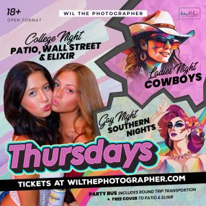 Early Pickup - Thursdays @ Cowboys, Patio, & Southern Nights - Party Bus | 10:30pm west  | 10:45pm East