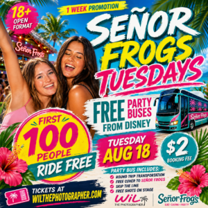 Early Pickup - Tuesdays at Senor frogs - Party Bus | 10:30pm west | 10:45pm East